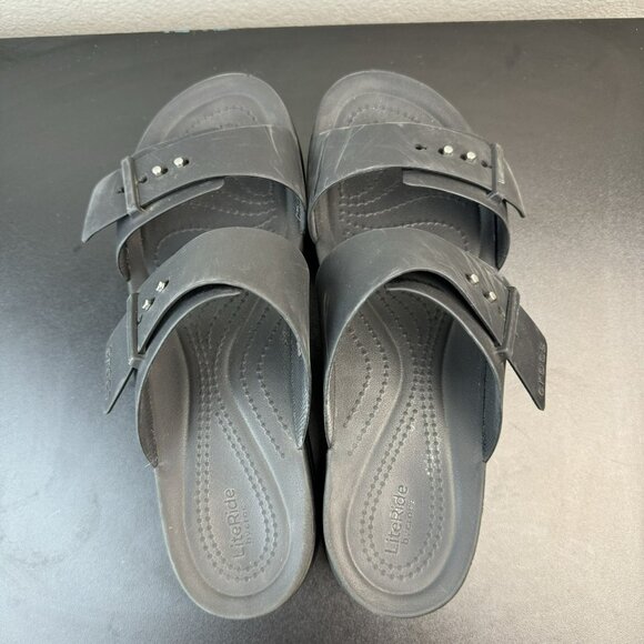 CROCS Black Platform Sandals - Picture 5 of 9